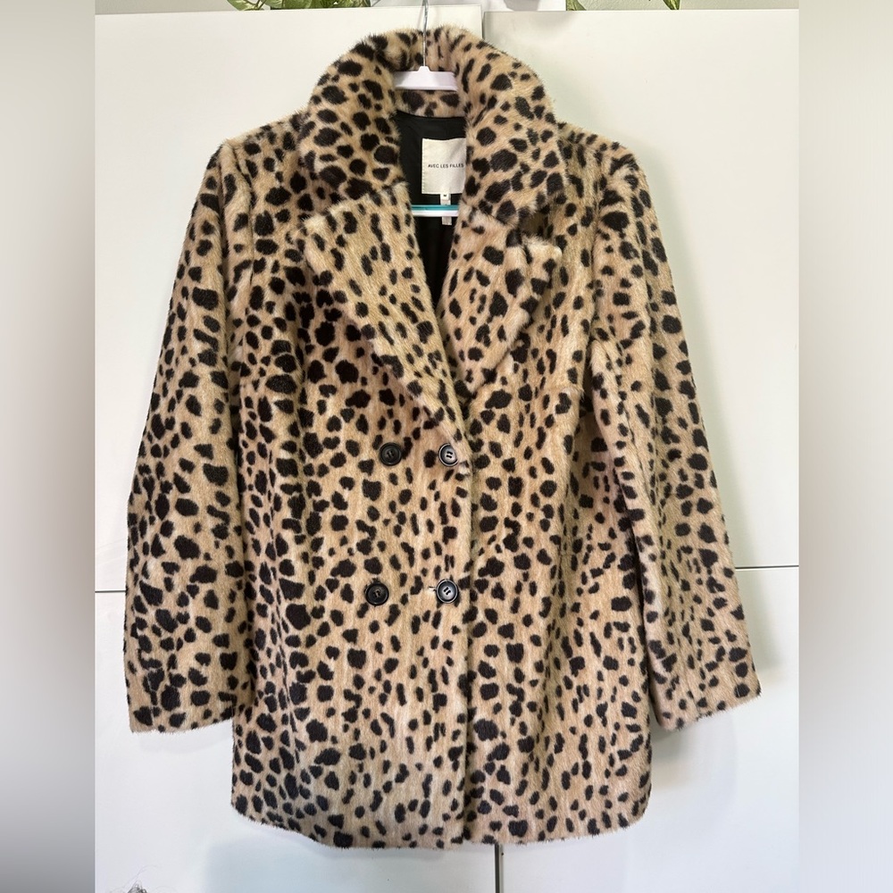 Avec Les Filles , leopard cheetah trenchcoat size M
